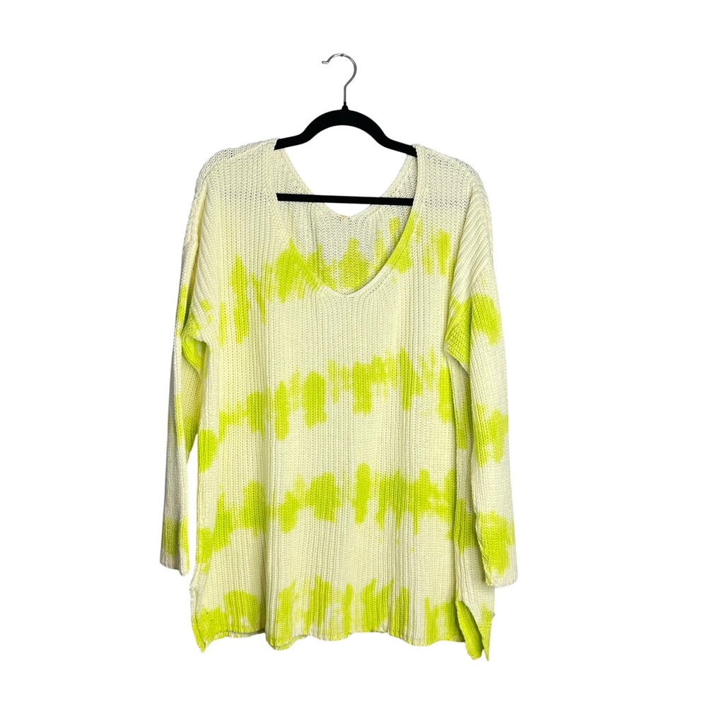 Maronie Tie Dye Sweater Sz L Oversized V-Neck Longline Boho Beachy Festival NEW